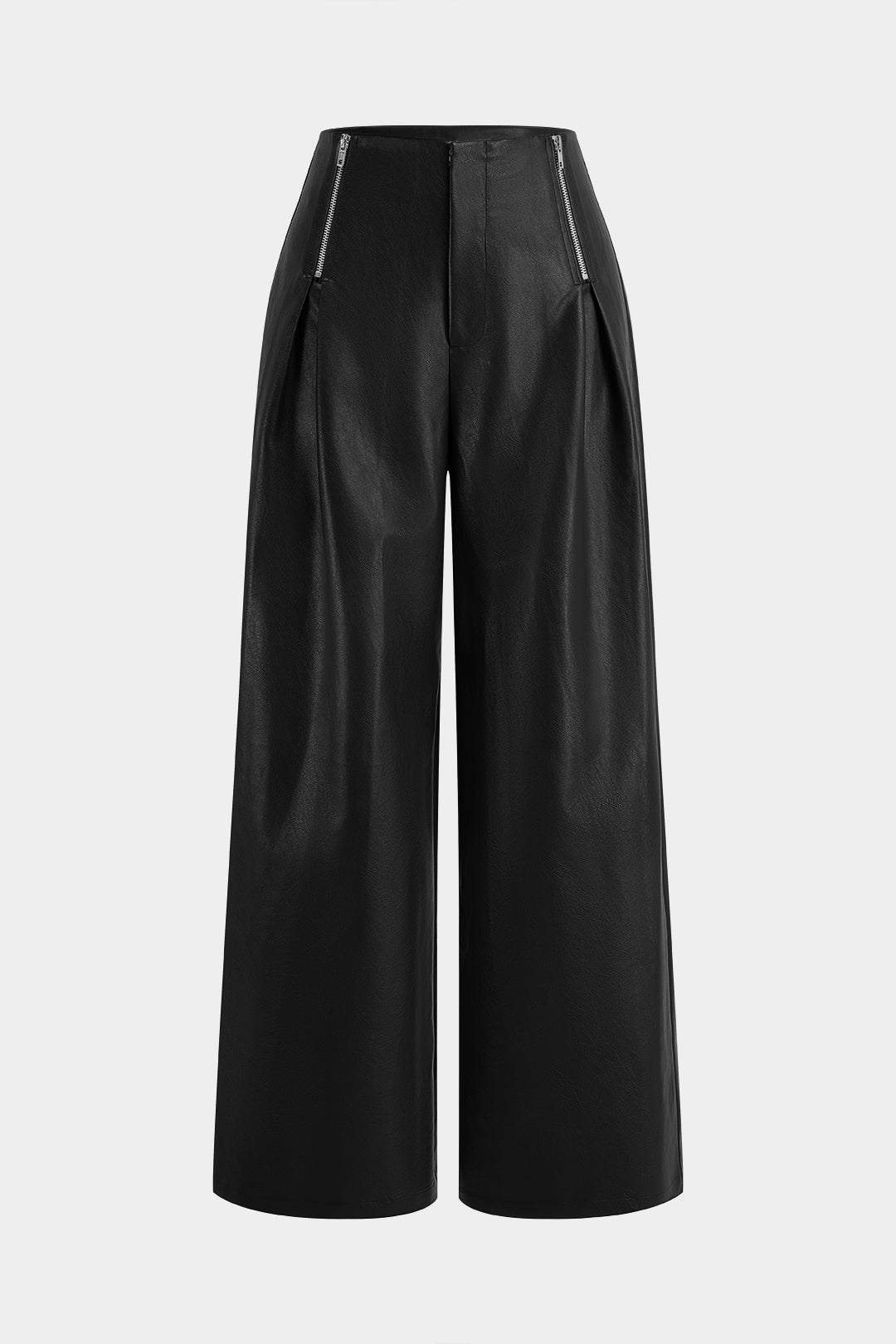 Leren-look broek met rits