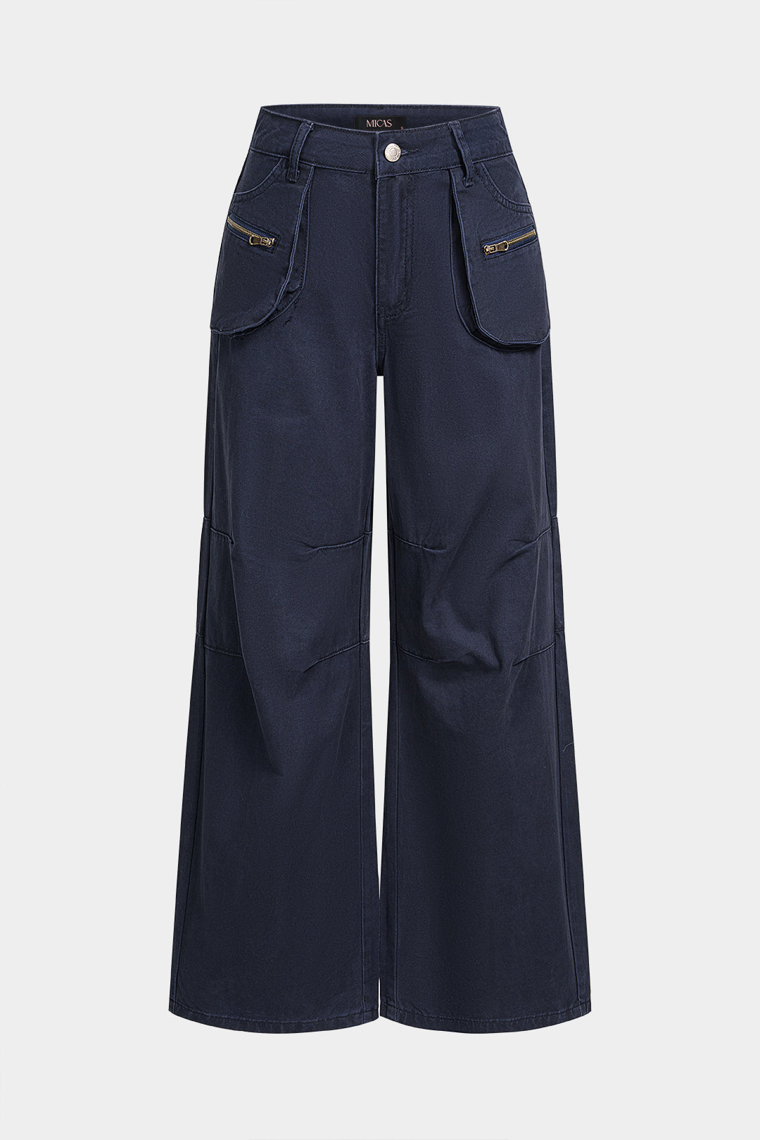 Jeans met rits, hoge taille en wijde pijpen