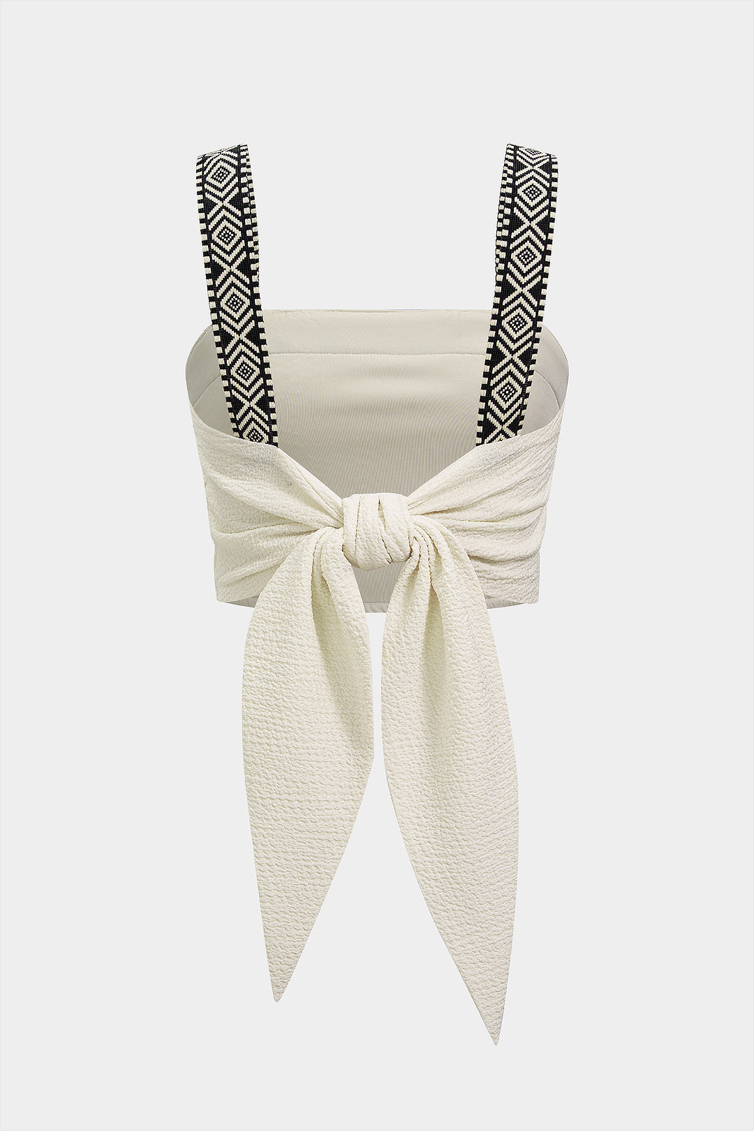 Patchwork gestructureerde tanktop met knoopdetail