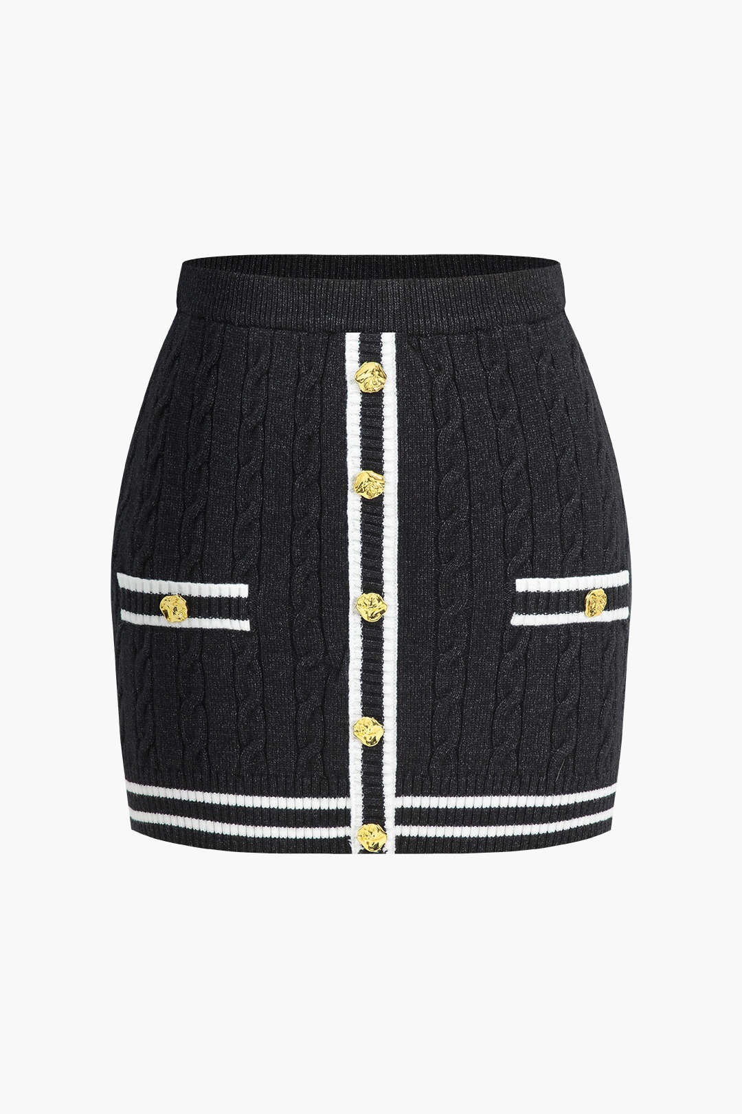 Colorblock gebreide rok met knoopjes