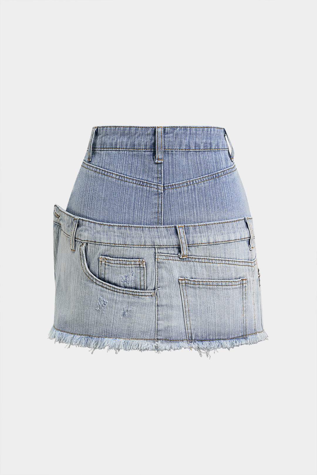 Denim asymmetrische rok met hoge taille en A-lijn