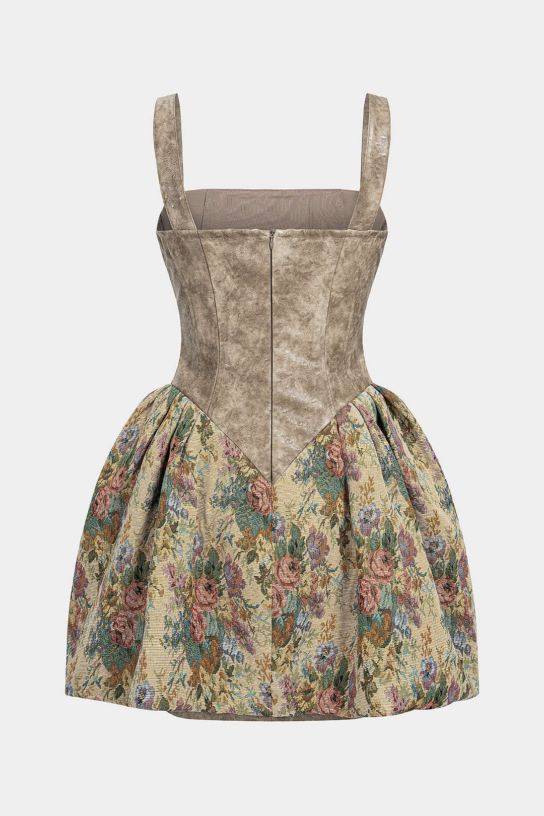 Bloemenprint jacquard minijurk met rits