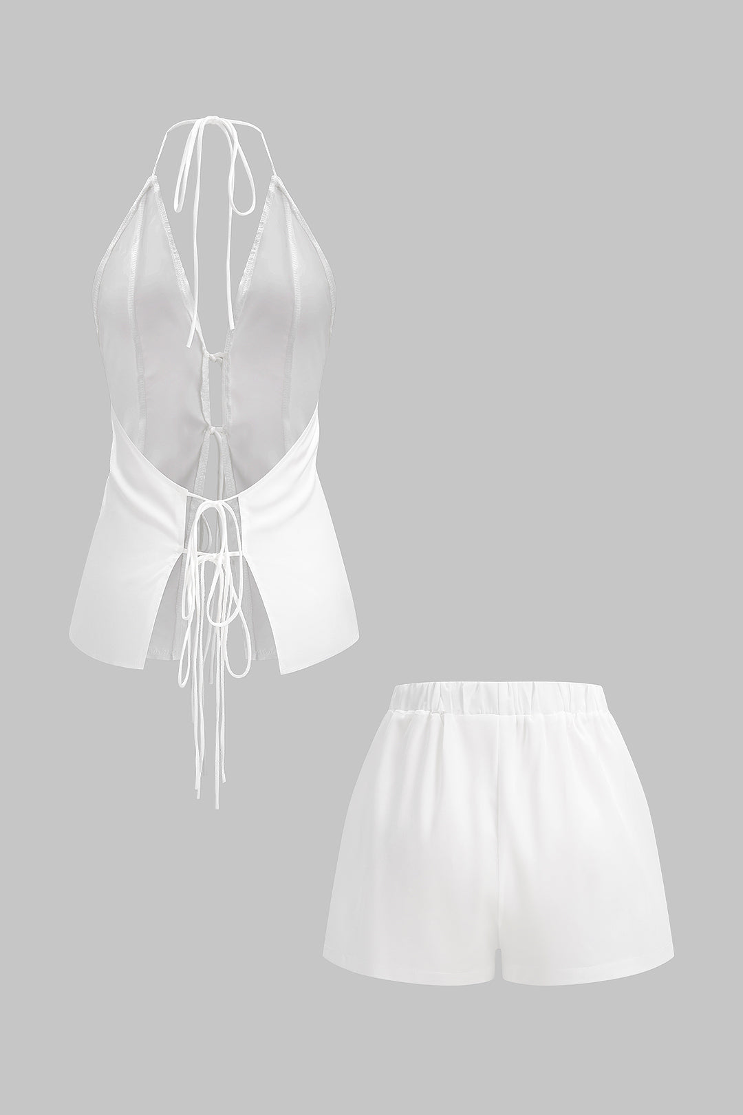 Satijnen set met top en short