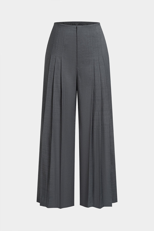Geplooide broek met rechte pijp
