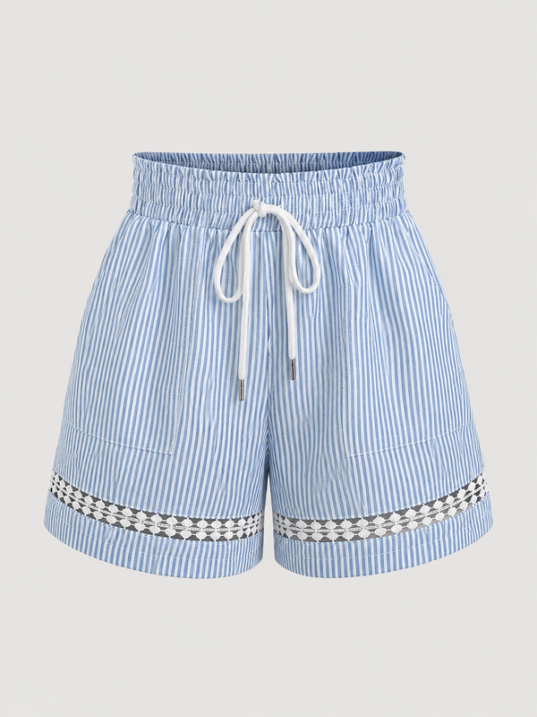 Azura™ | Striped Summer Shorts with Lace Detail