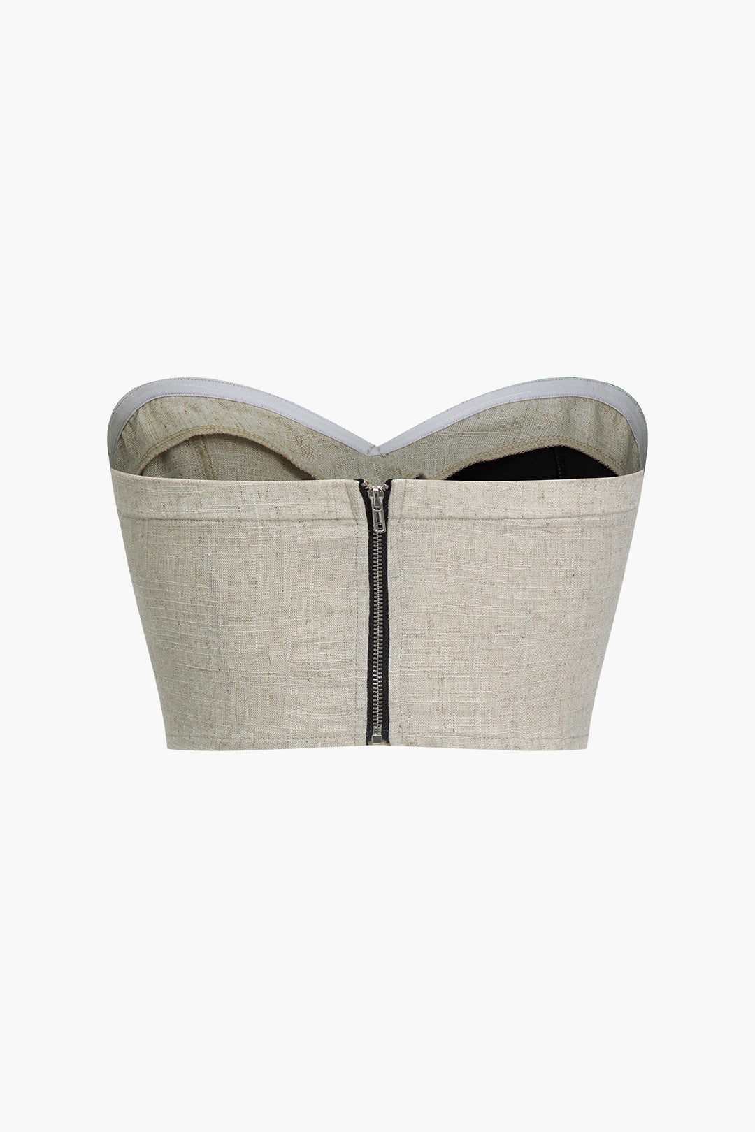 Strapless top met rits