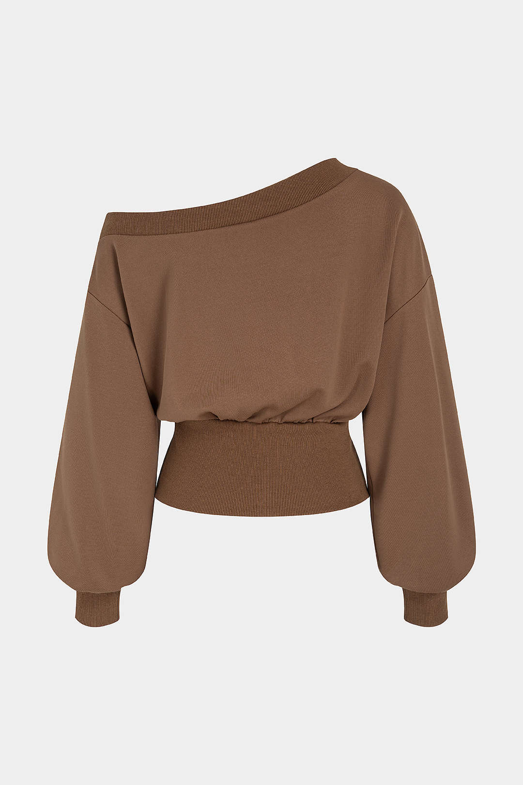 Sweater met één schouder, strik en lange mouwen