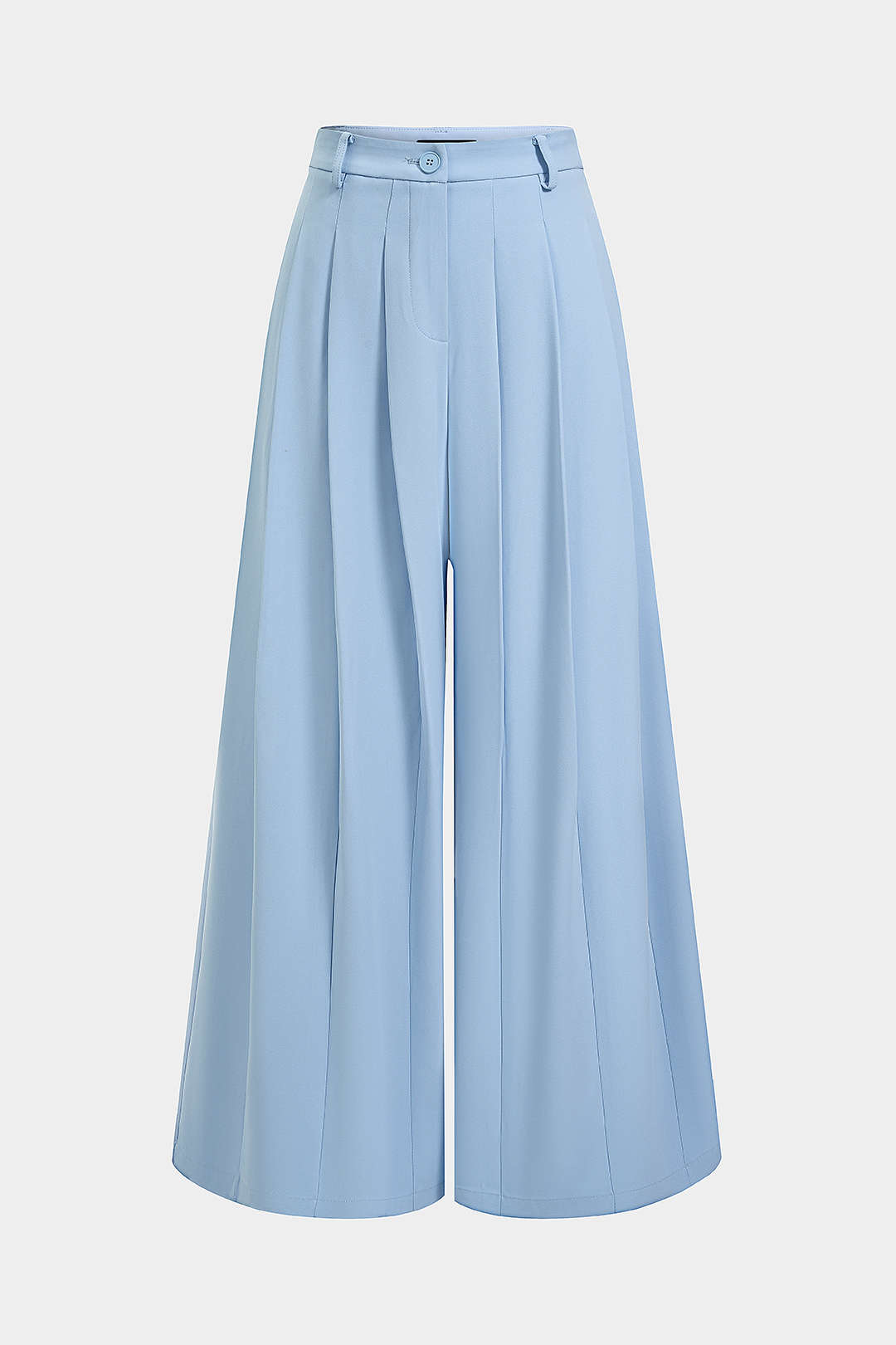 Effen geplooide broek met wijde pijpen