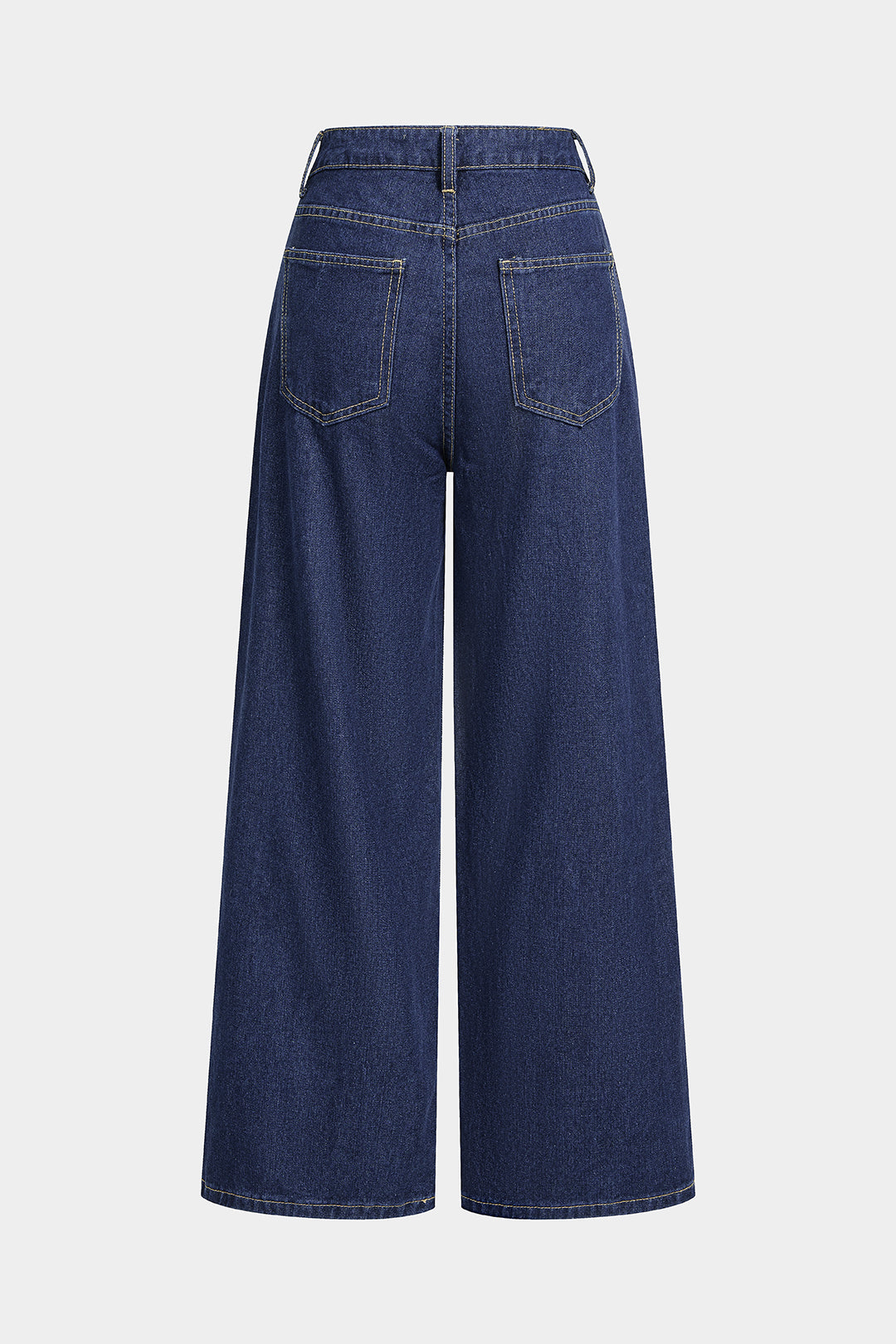 Metallic jeans met studs, hoge taille en wijde pijpen