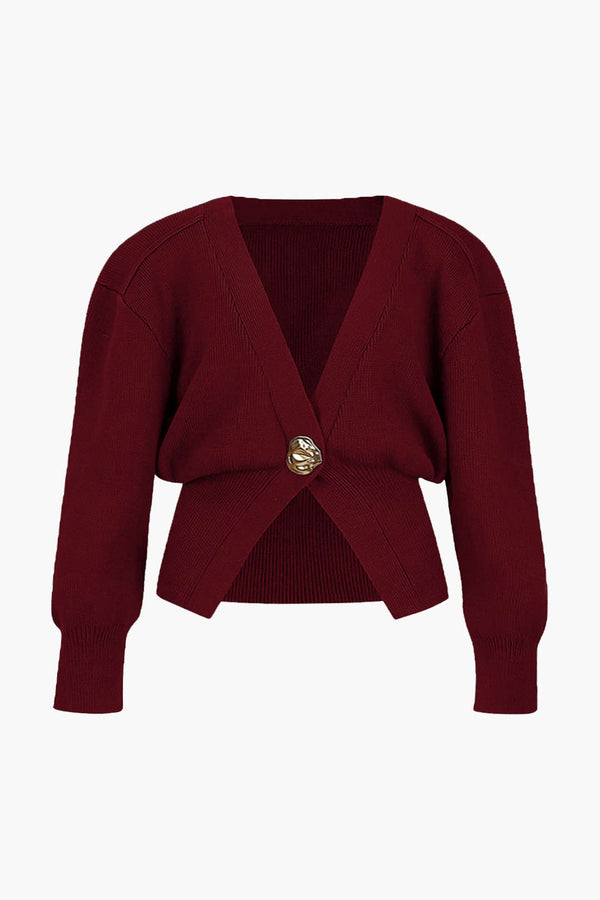 Effen gebreid vest met V-hals