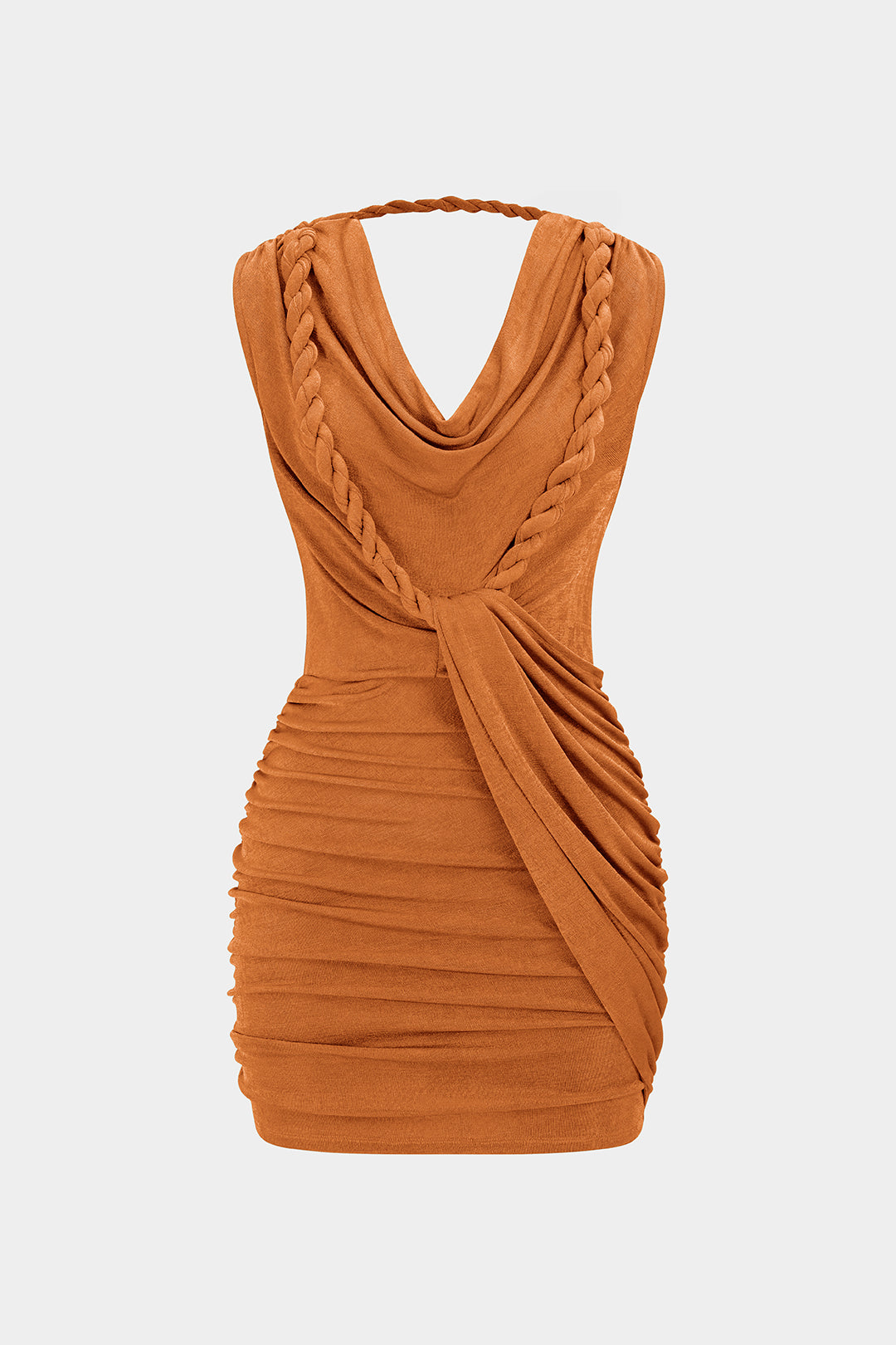 Asymmetrische mouwloze minijurk met drapering