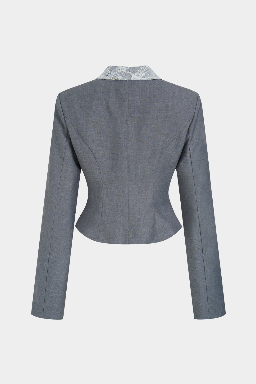 Patchwork asymmetrische blazer met kanten rand