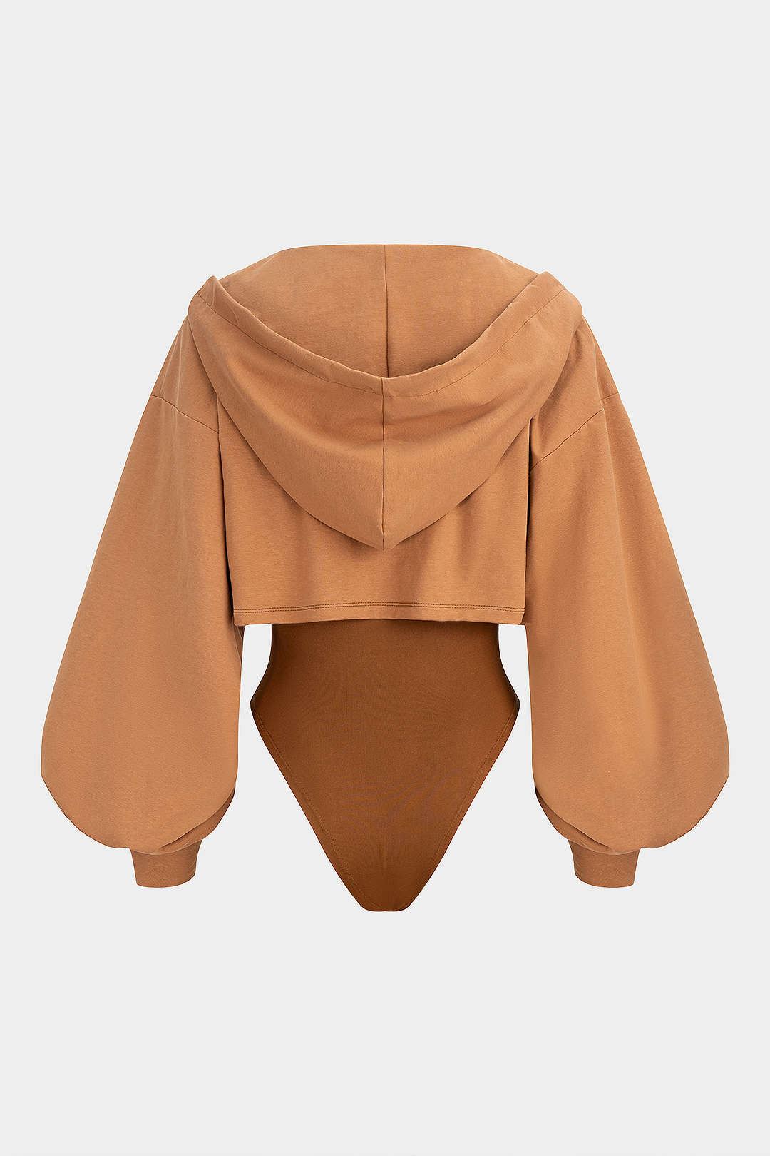 Body met capuchon, rits en lange mouwen