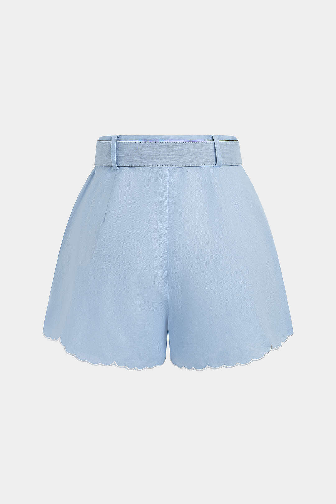 Linnen short met borduursel, riem en wijde pijpen