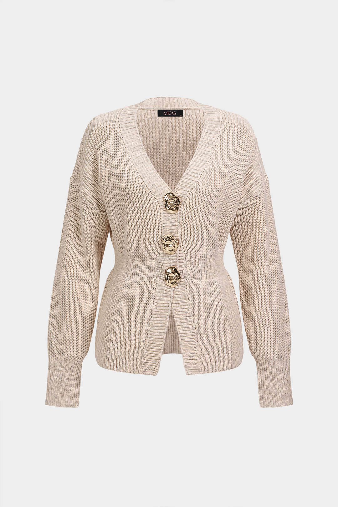Gebreid geribd vest met knoopjes