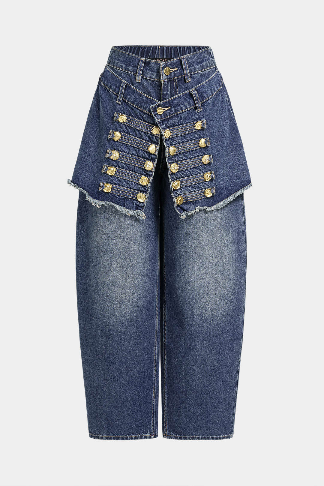 Uma - Jeans met knoopjes en wijde pijpen