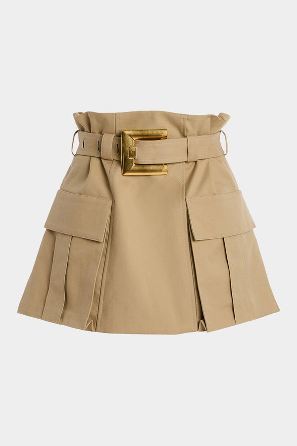 Metallic rok met riem, ruches en rits