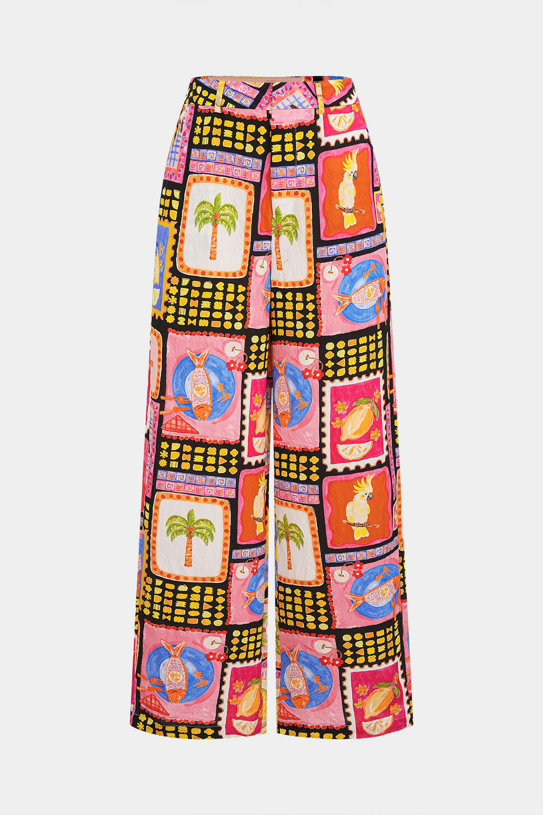 Broek met hoge taille en rechte pijp