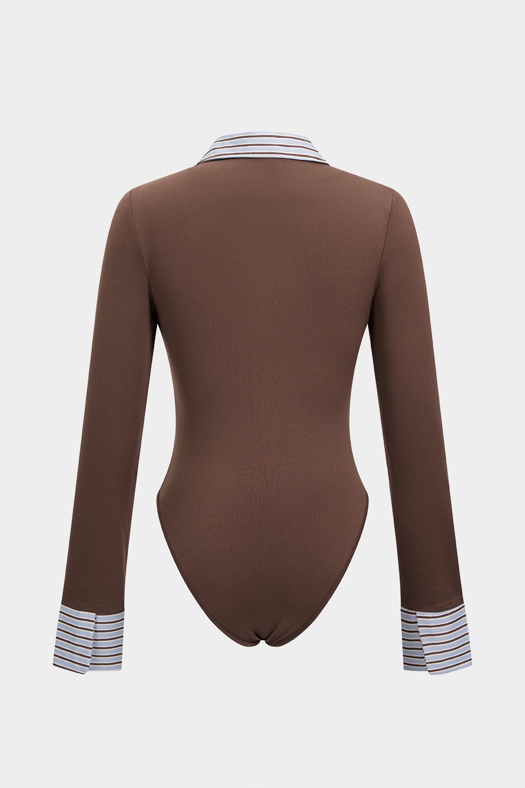 Patchwork gestreepte body met knoopjes en lange mouwen
