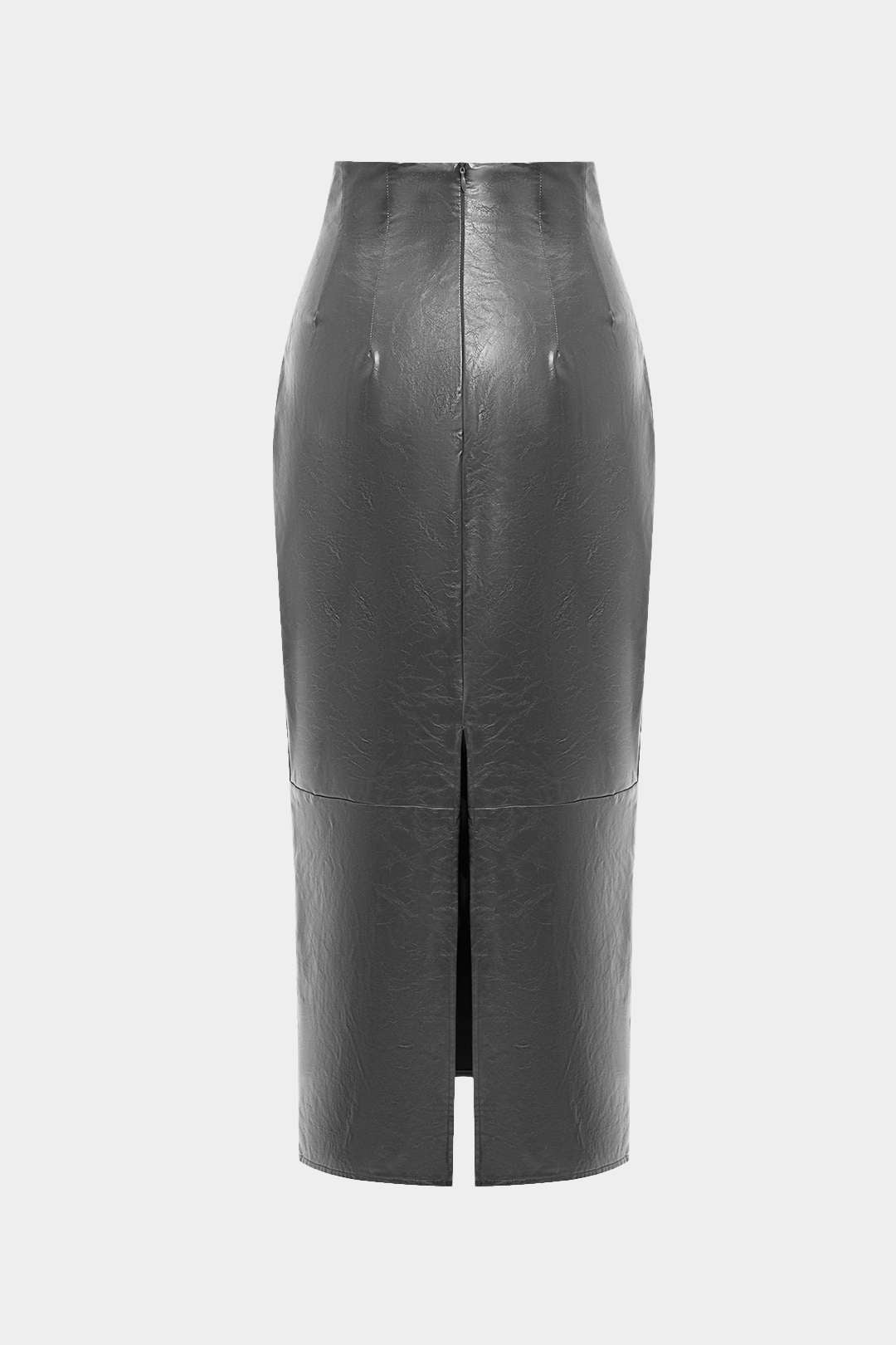 Effen leren-look midirok