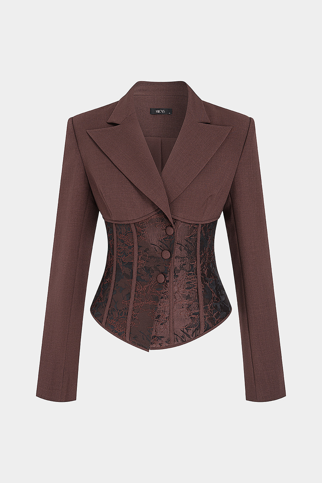Patchwork jacquard blazer met knoopjes
