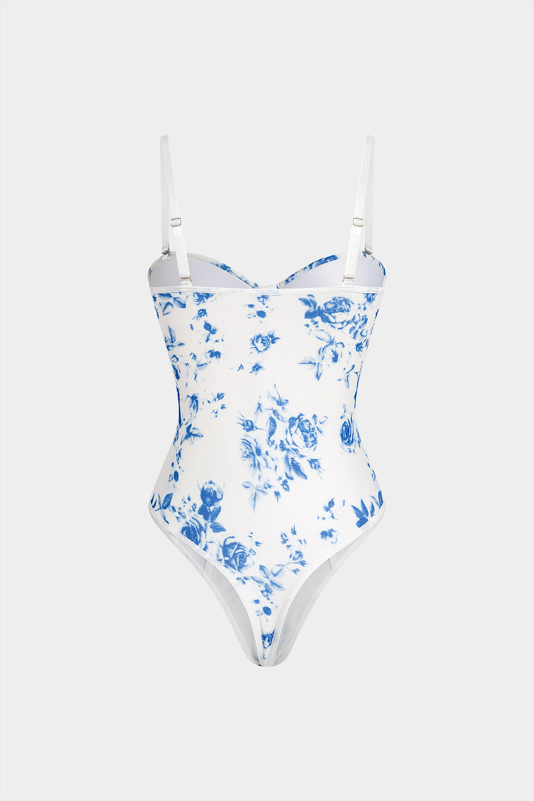 Bloemenprint mesh body met spaghettibandjes