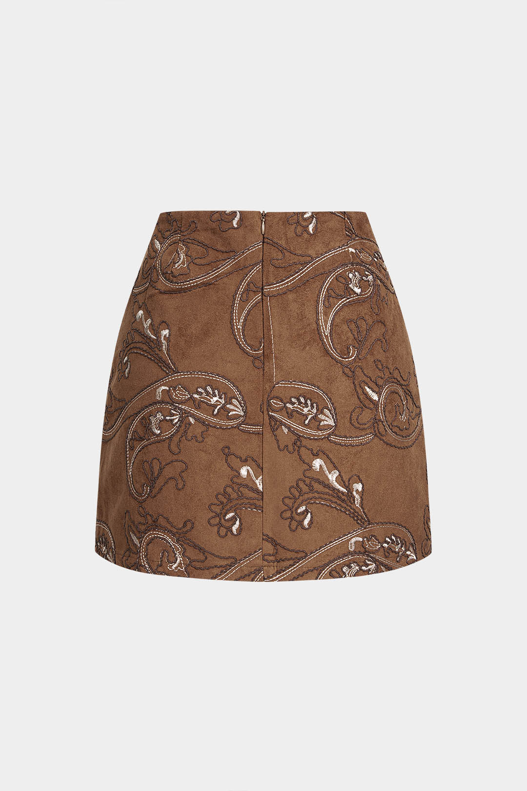 Jacquard minirok met borduursel en hoge taille