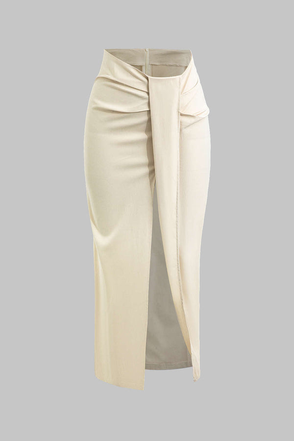 Effen rok met gedraaid detail en knoopdetail