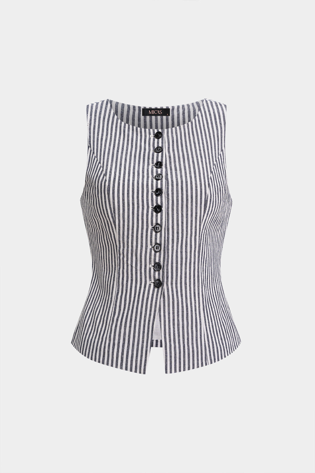 Gestreept gilet met ronde hals