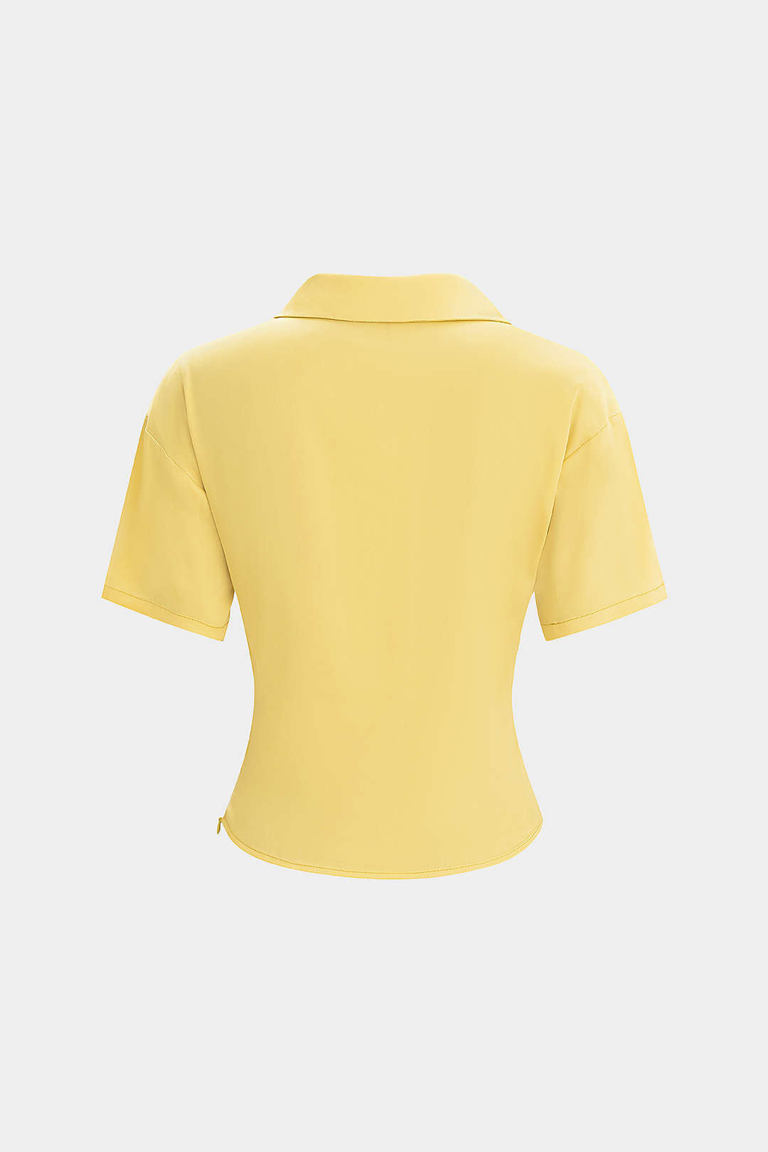 Satijnen blouse met watervalhals en korte mouwen
