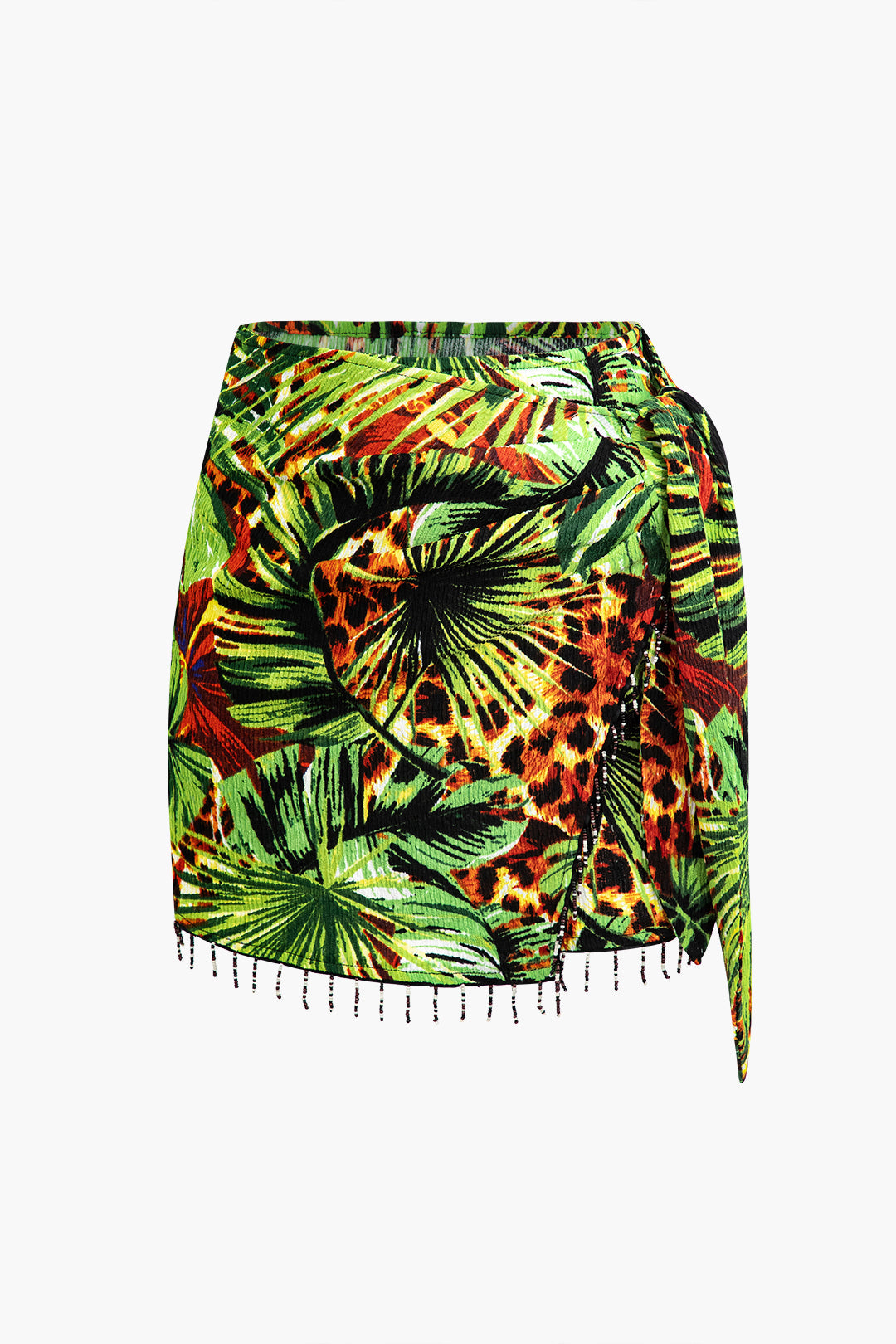 Minirok met franjes en knoopdetail