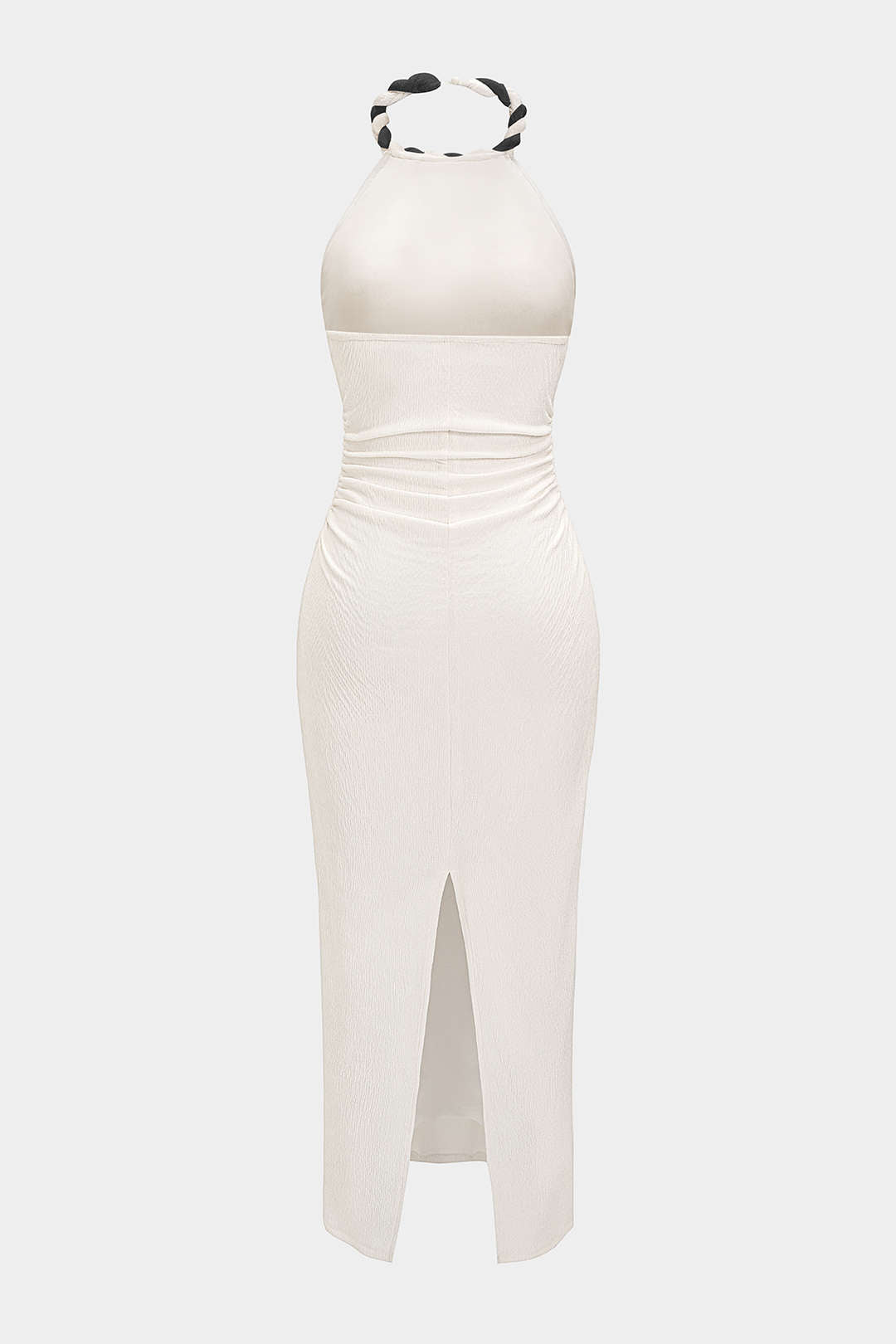 Mouwloze maxijurk met gedraaid detail en knoopdetail