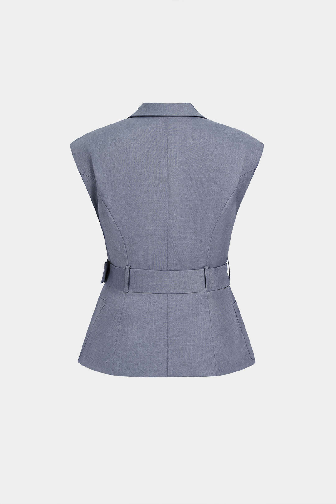 Gilet met reverskraag, V-hals en riem