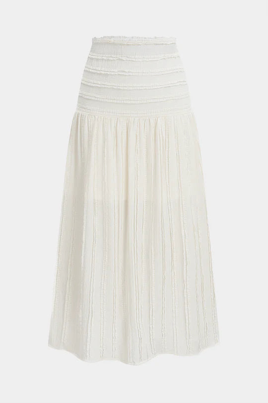 High-waisted skirt with a textured scalloped edge