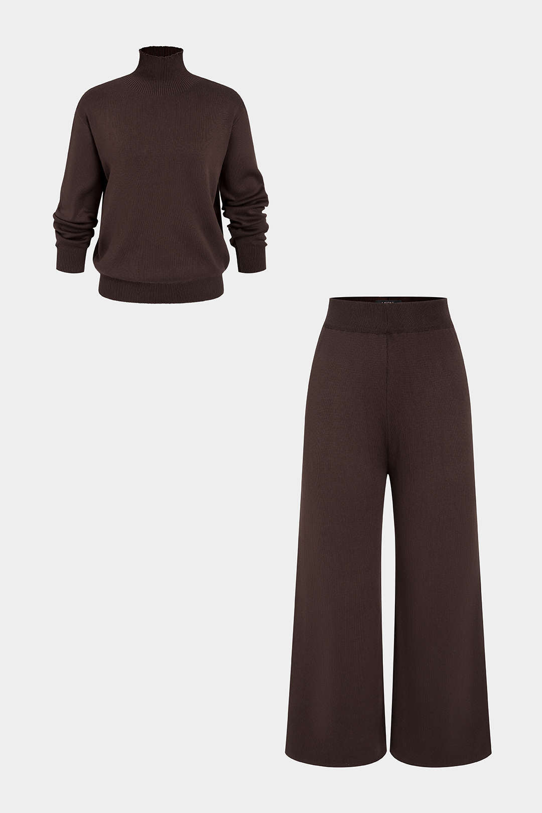 Gebreide broek met lange mouwen en wijde pijpen