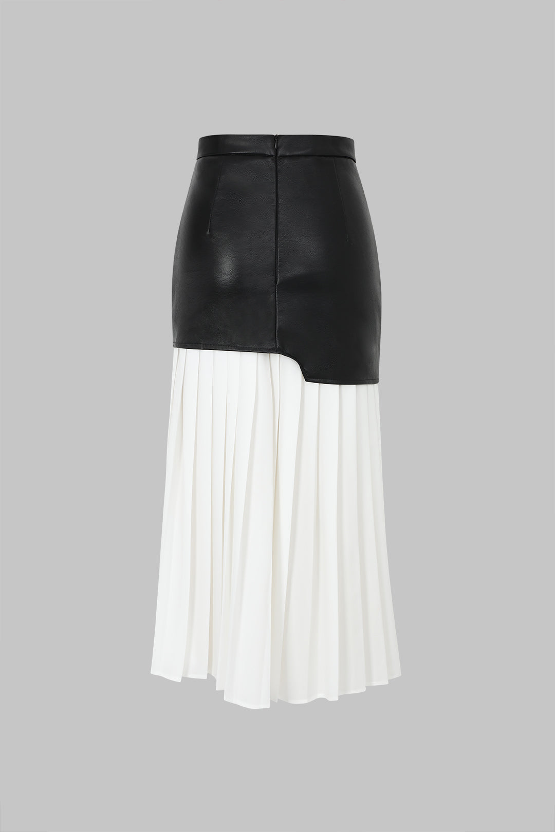 Geplooide leren-look midirok