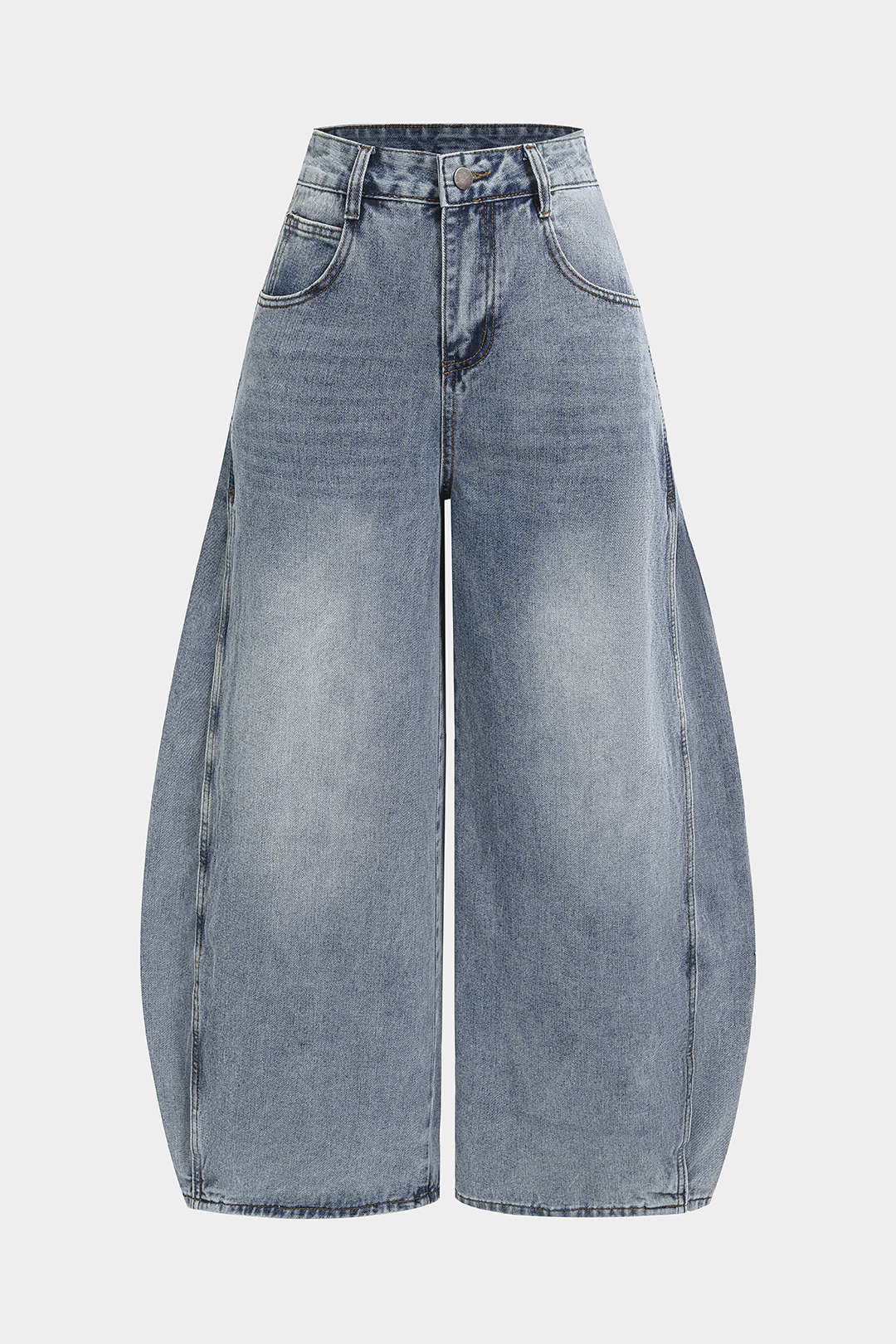 Geruite jeans met strik, zakken en hoge taille