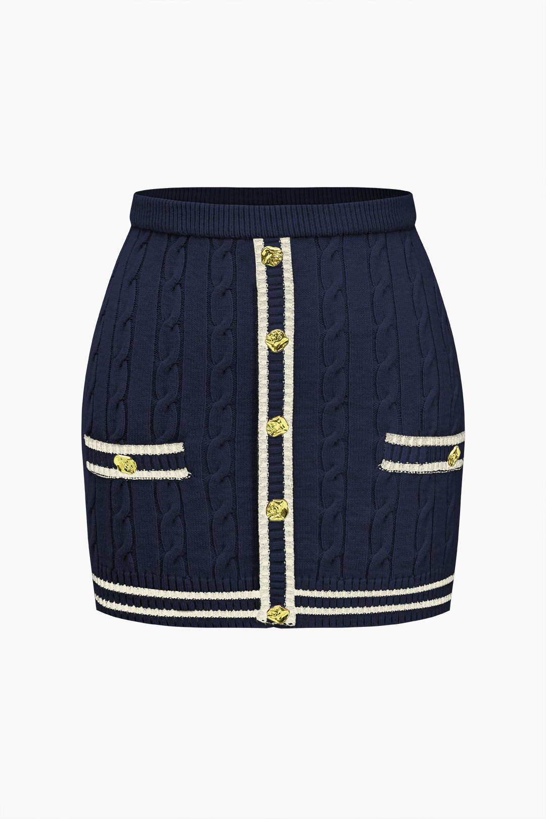 Colorblock gebreide rok met knoopjes