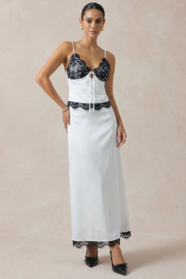 Uma - Satijnen set met top en rok
