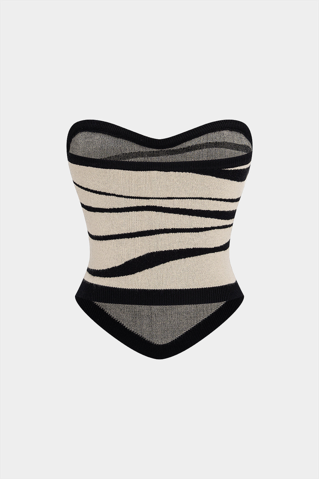 Xenia - Gebreide gestreepte strapless top