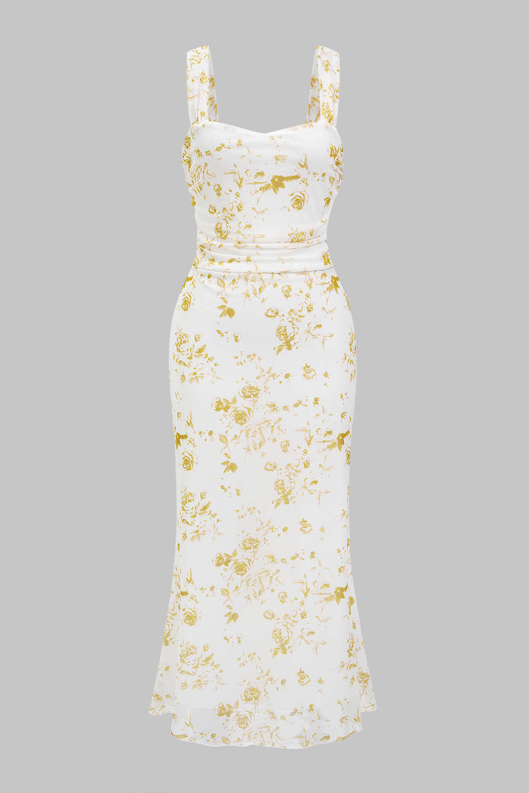 Bloemenprint mesh midijurk