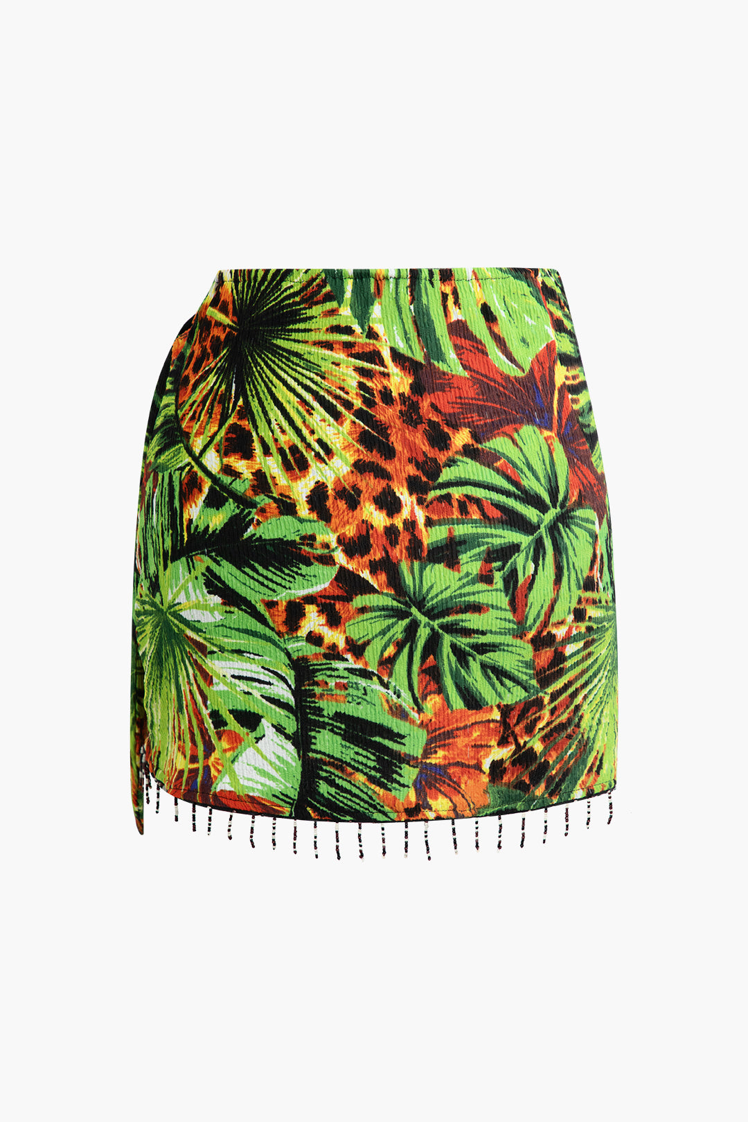 Minirok met franjes en knoopdetail