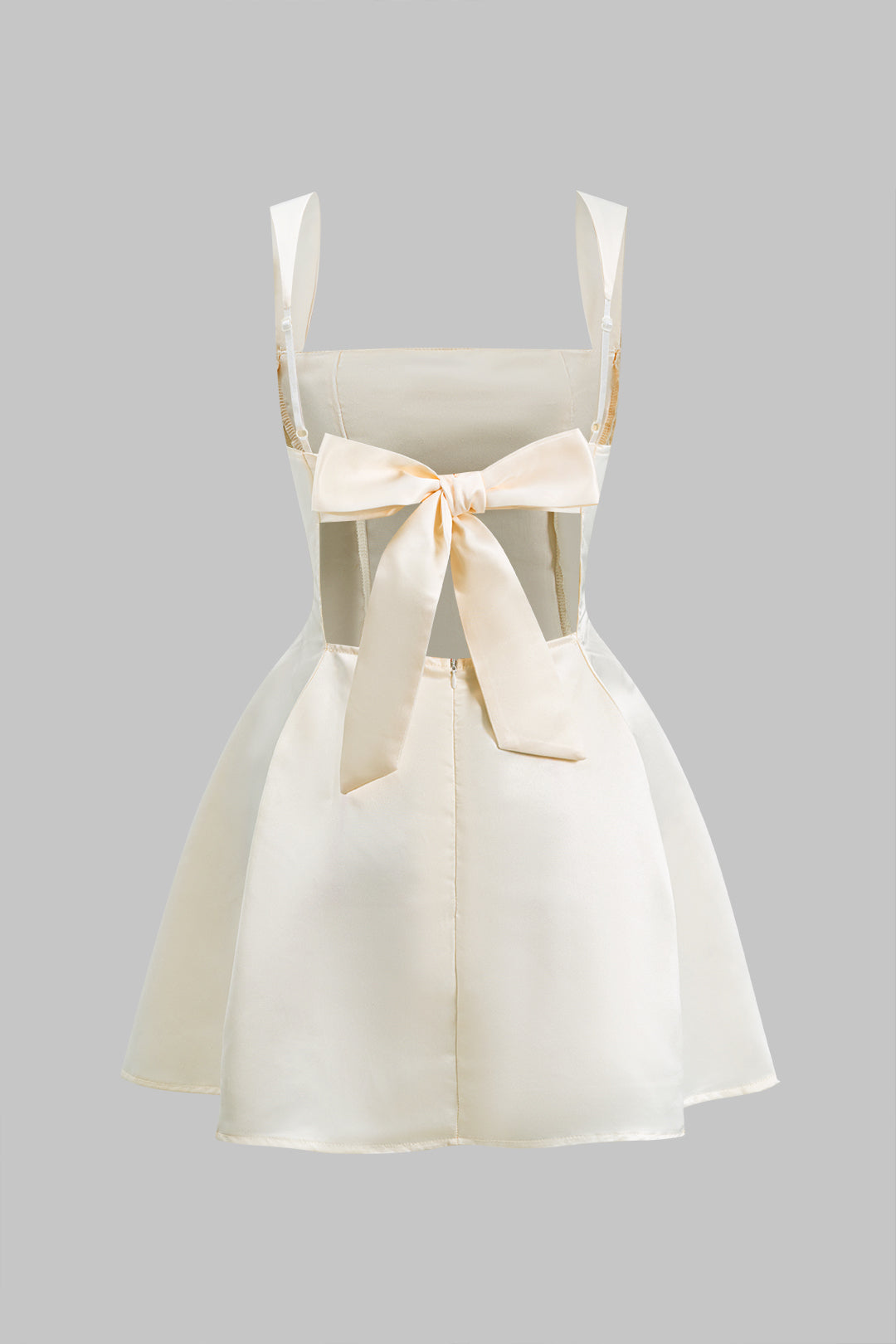 Minijurk met rits, open rug en spaghettibandjes