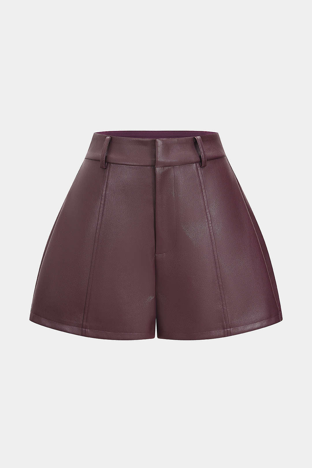 Leren-look short met hoge taille en wijde pijpen