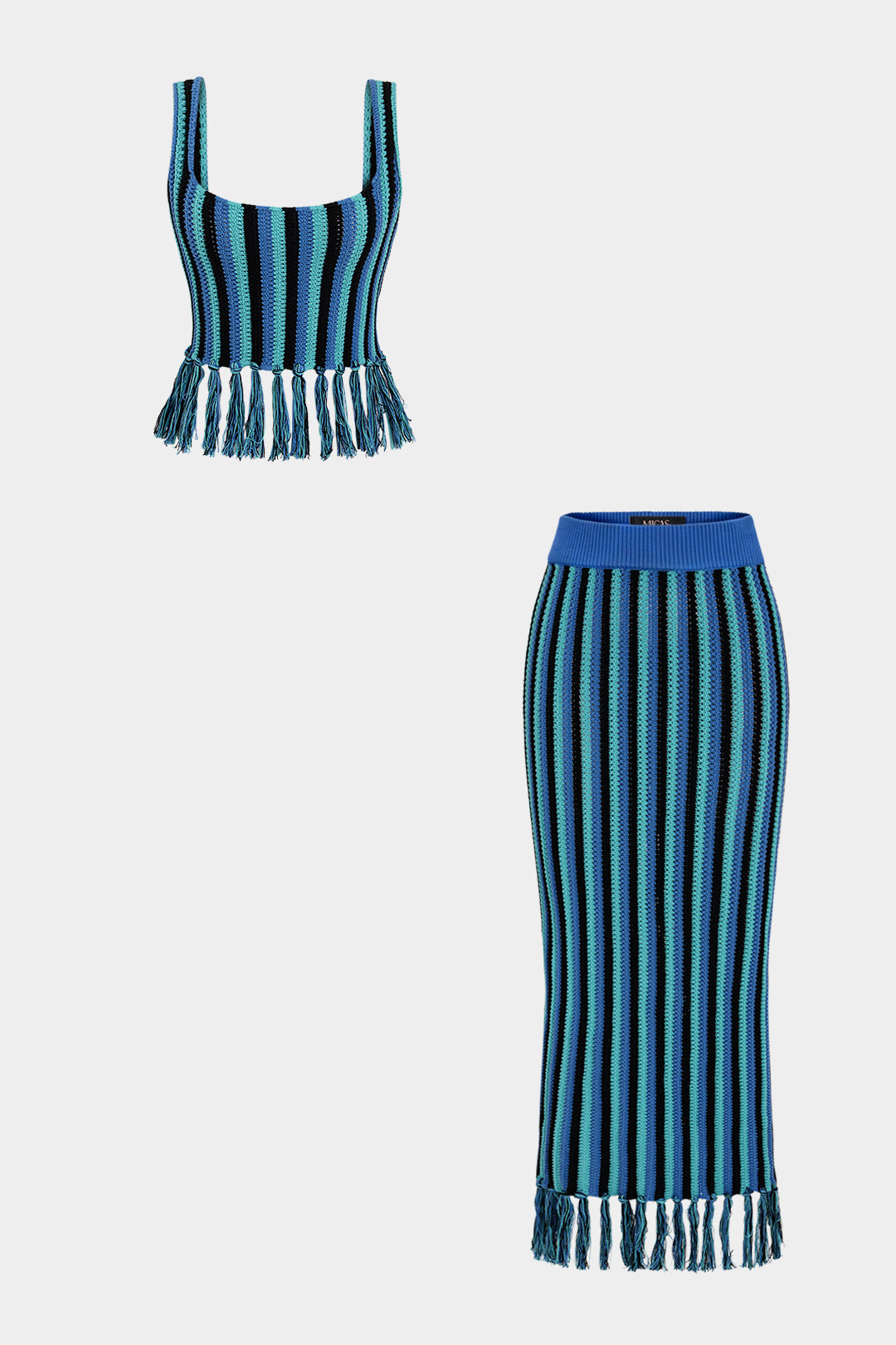 Gebreide gestreepte tanktop met franjes