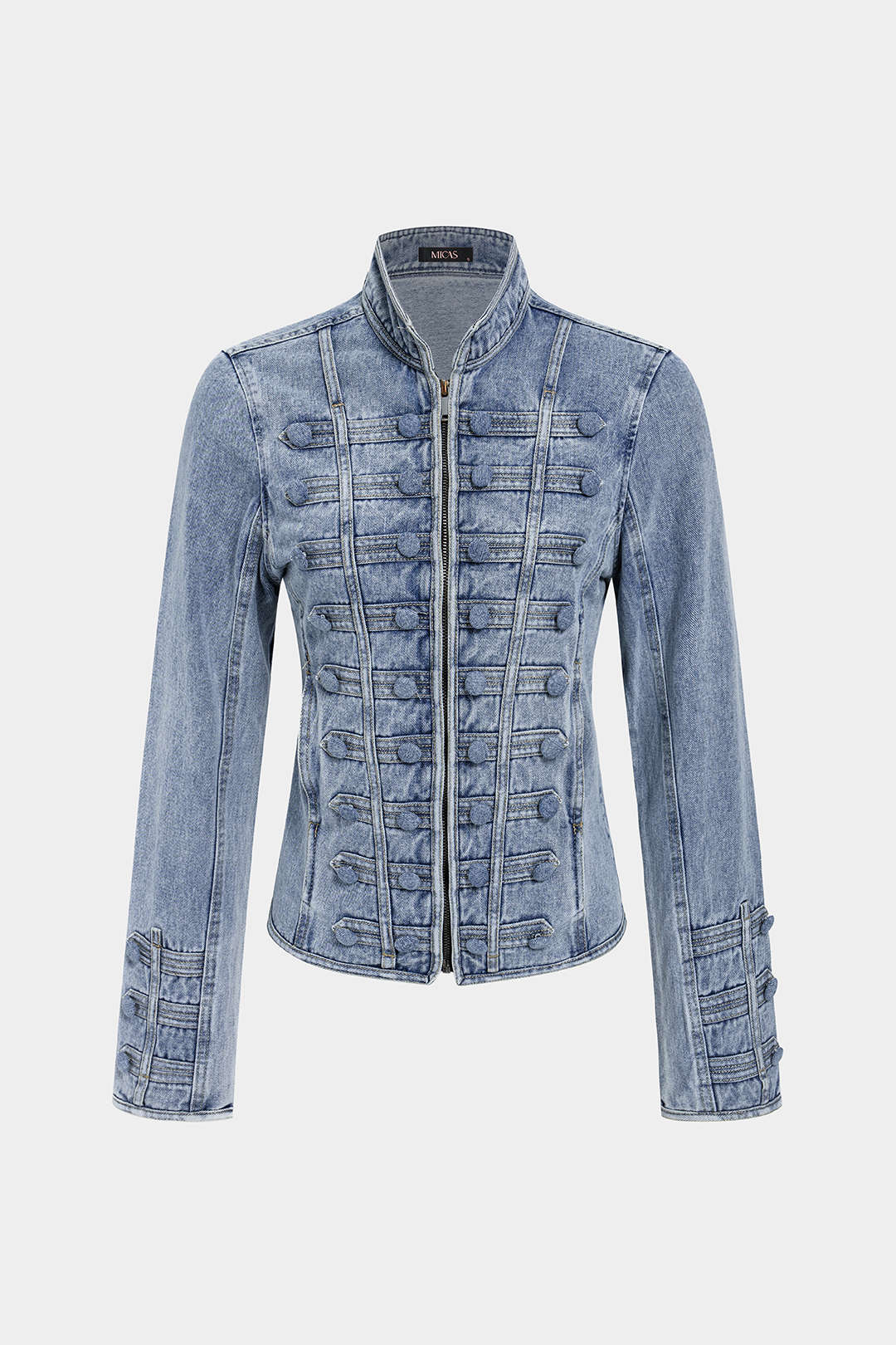 Denim jasje met knoopjes en rits