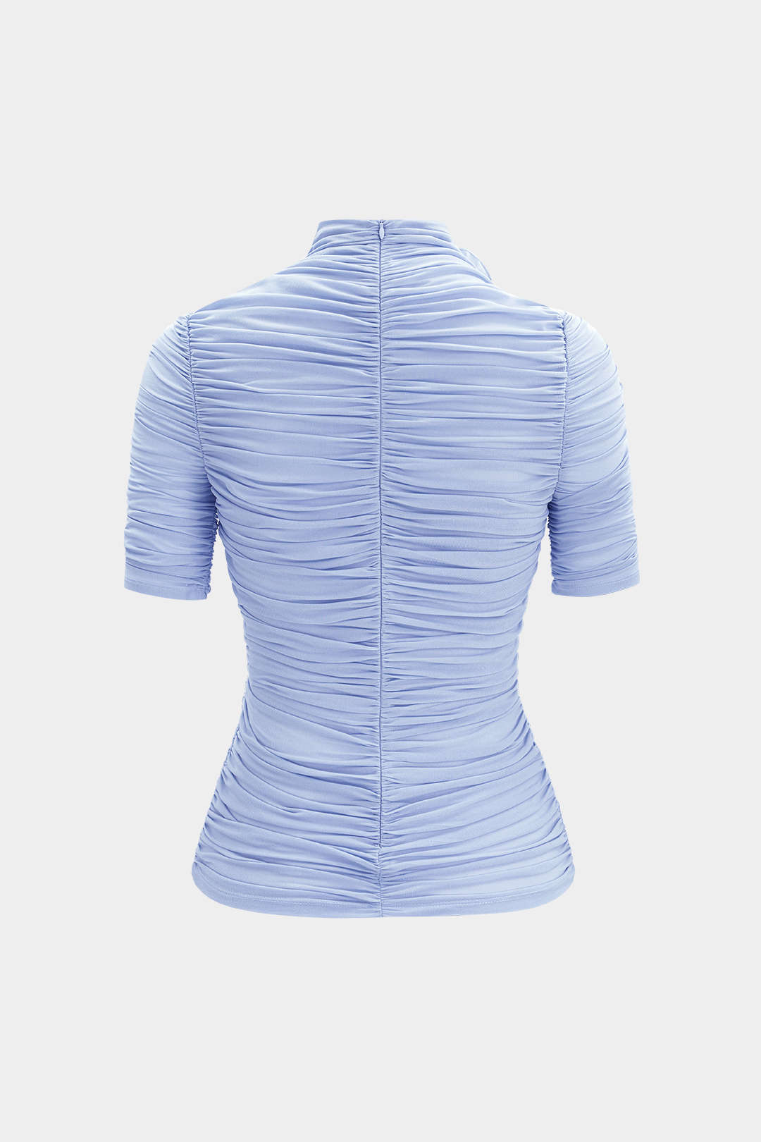 T-shirt met opstaande kraag, ruches en rits