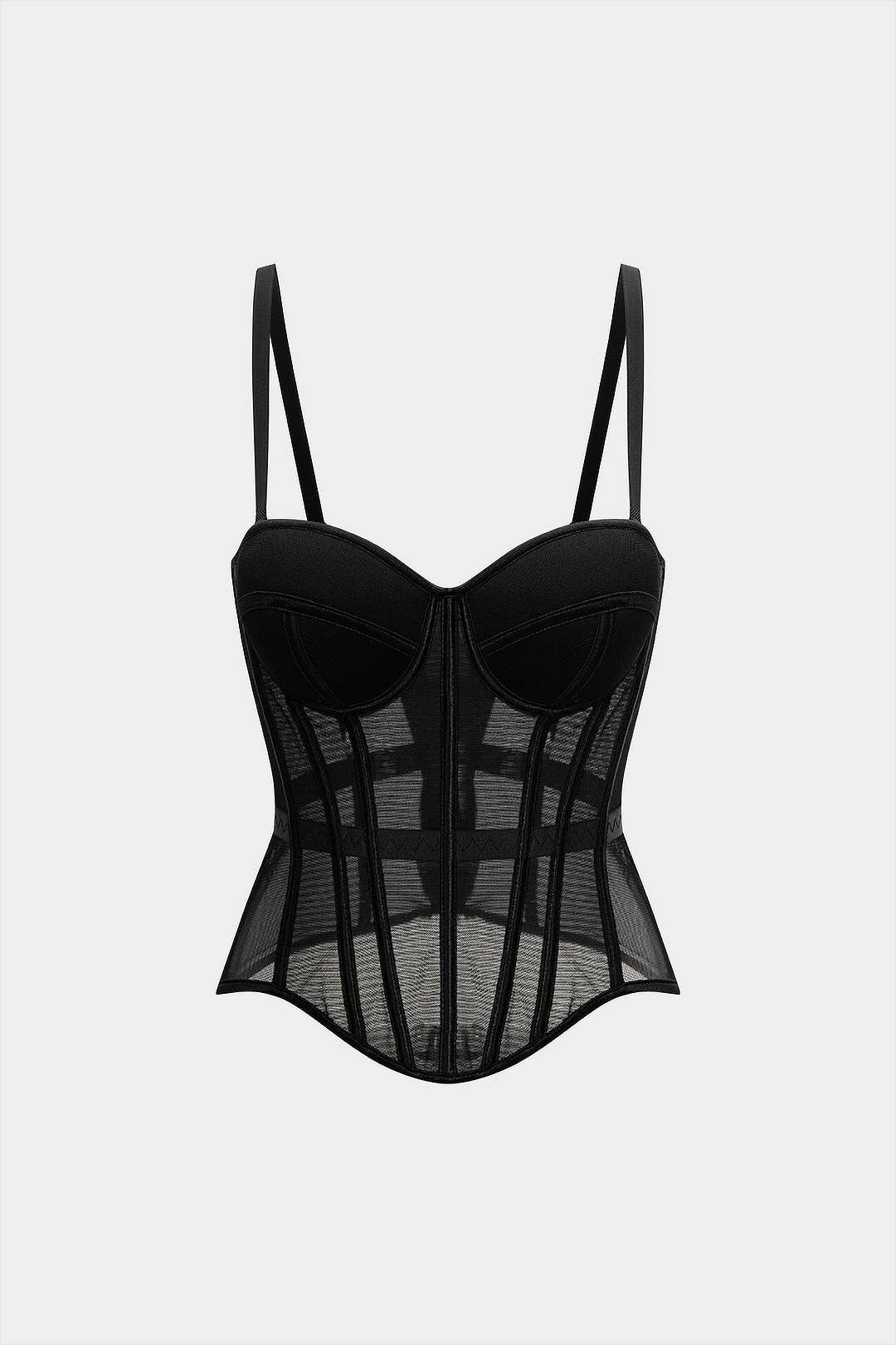 Mesh top met spaghettibandjes