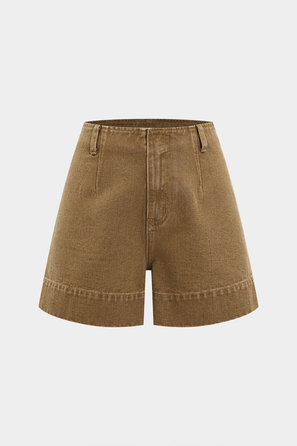 Denim verwassen short met zakken