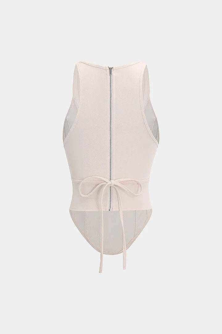 Tank top with zipper and corset waist